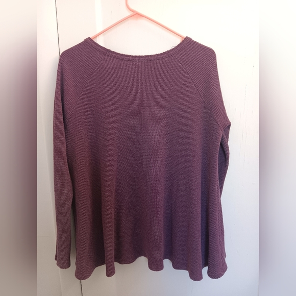 Free People We the Free Women L Purple Oversized Boho Long Sleeve Thermal Swing - Picture 3 of 7